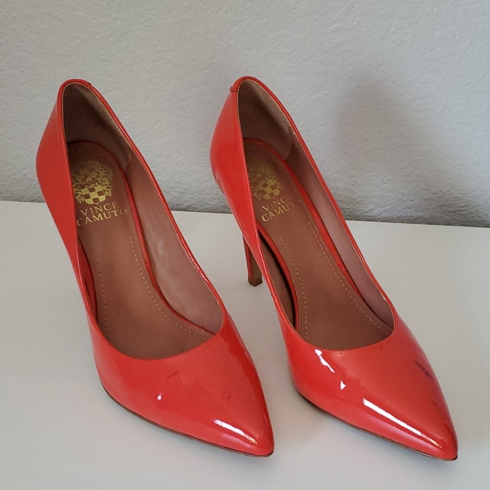 Vince Camuto Coral Orange Patent Leather Heels